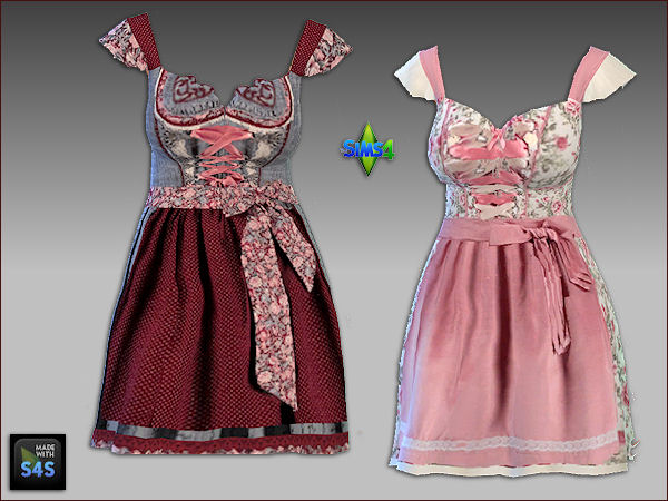Sims 4 5 bavarian dresses by Mabra at Arte Della Vita