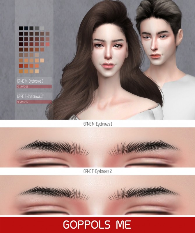 Sims 4 GPME M 1 & F 2 Eyebrows at GOPPOLS Me