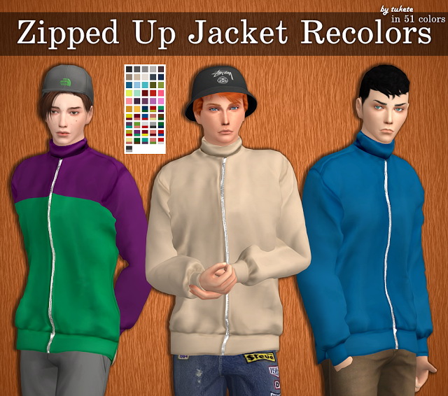 Sims 4 Zipped Up Jacket Recolors at Tukete