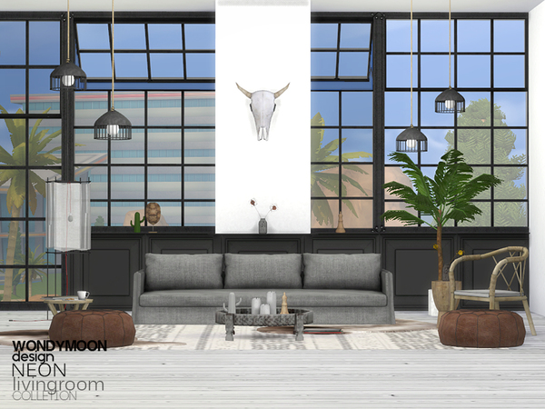 Sims 4 Neon Livingroom by wondymoon at TSR