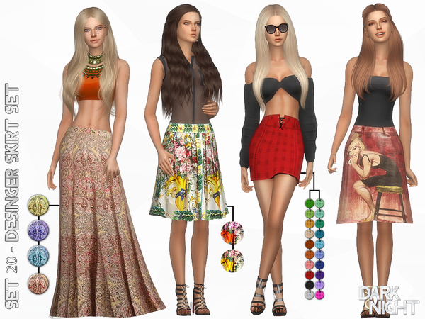 Sims 4 SET 20 Designer Skirt Set by DarkNighTt at TSR