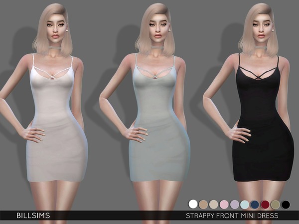 Sims 4 Strappy Front Mini Dress by Bill Sims at TSR