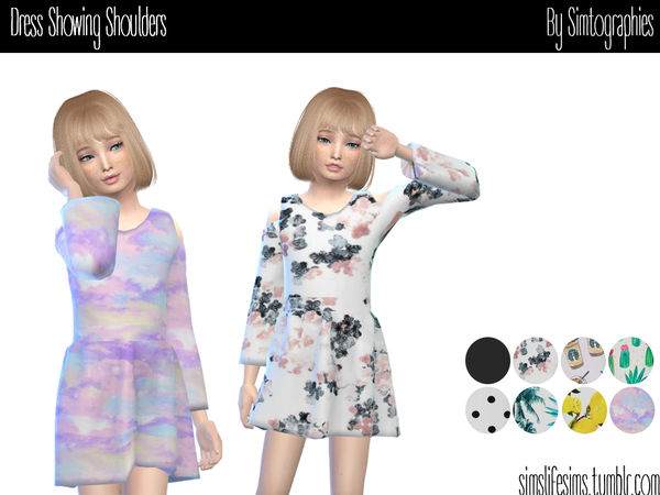 Sims 4 Dress Showing Shoulders by simtographies at TSR