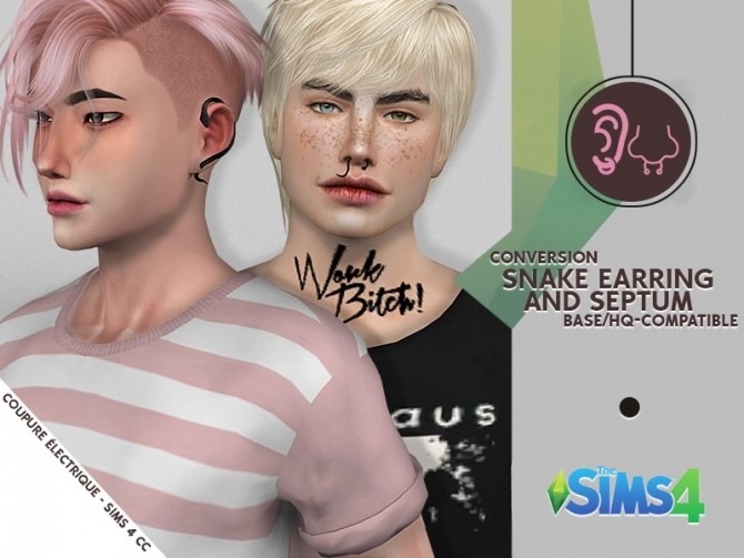 Sims 4 SNAKE EARRING AND SEPTUM at REDHEADSIMS