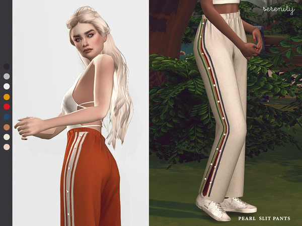 Sims 4 Pearl Slit Pants by serenity cc at TSR