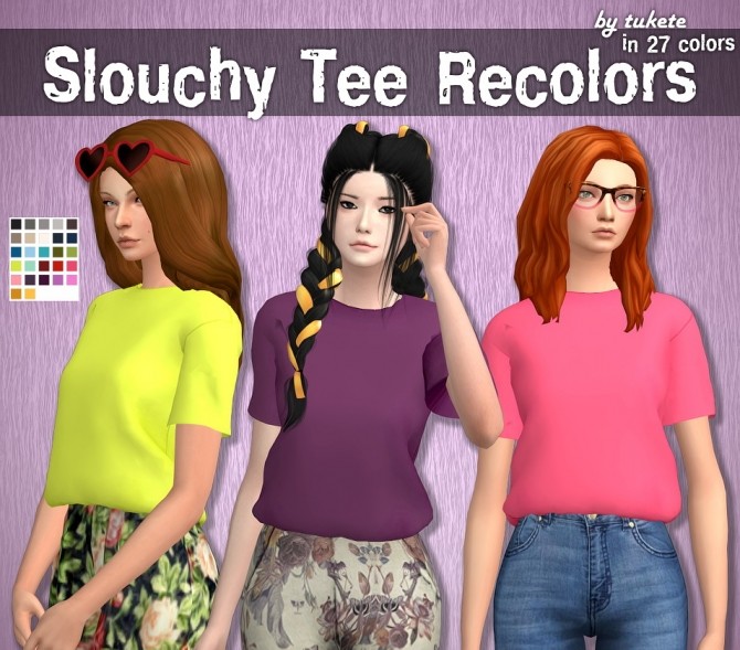 Sims 4 Slouchy Tee Recolors at Tukete