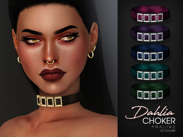 Sims 4 Dahlia Choker by Pralinesims at TSR