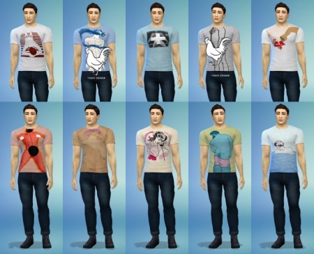 Two tee shirt styles at Baufive – braces » Sims 4 Updates