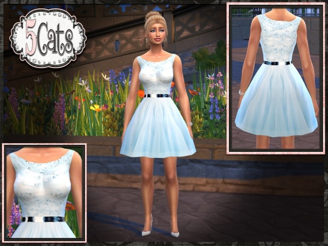 Sims 4 Beaded Tulle Short Bridesmaid Dress at 5Cats