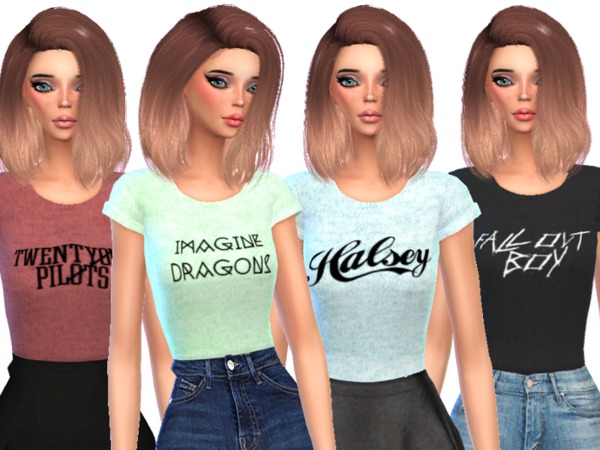 Sims 4 Band Tee Shirts Pack Five by Wicked Kittie at TSR