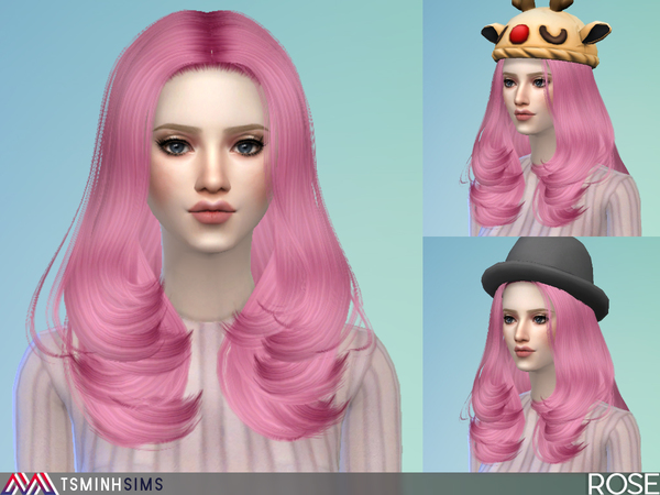 Sims 4 Rose Hair 43 by TsminhSims at TSR