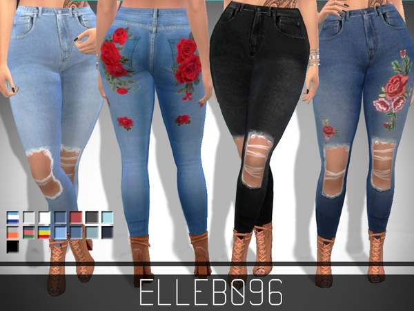 Sims 4 Trendy Ripped Jeans by Elleb096 at TSR