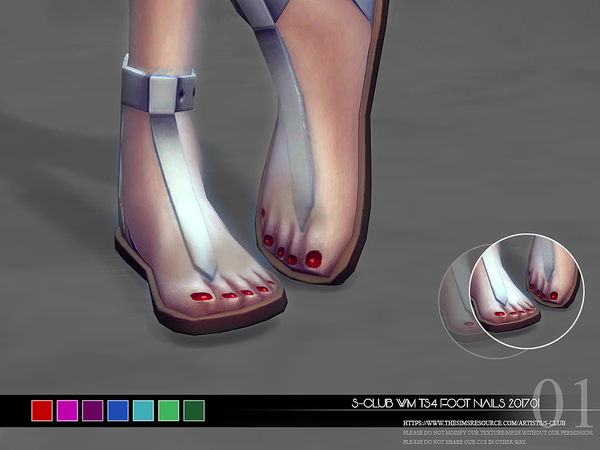 Sims 4 FootNails 201701 by S Club WM at TSR