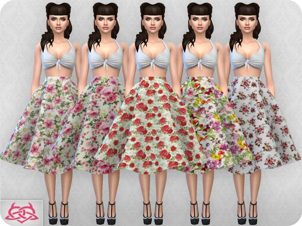 Sims 4 Vintage Basic skirt 2 RECOLOR 1 by Colores Urbanos at TSR