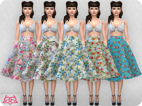 Sims 4 Vintage Basic skirt 2 RECOLOR 1 by Colores Urbanos at TSR