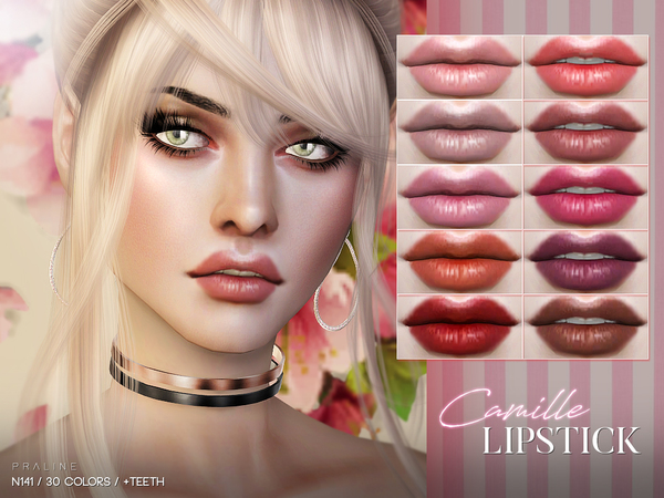 Sims 4 Camille Lipstick N141 by Pralinesims at TSR