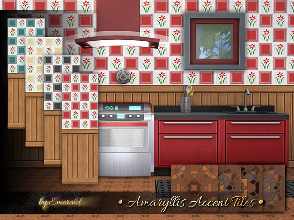 Sims 4 Amaryllis Accent Tiles by emerald at TSR