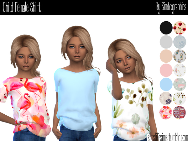 Sims 4 Child Female Shirt by simtographies at TSR