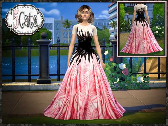 Sims 4 Black Detail Lace Top Full Long Gown at 5Cats
