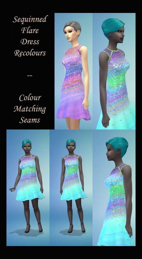 Sims 4 Sequinned Flare Dress Recolours by Simmiller at Mod The Sims