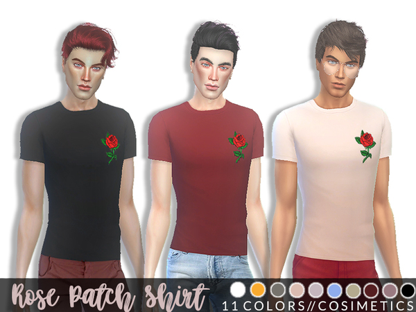 Sims 4 Males Rose Patch Shirt by cosimetics at TSR