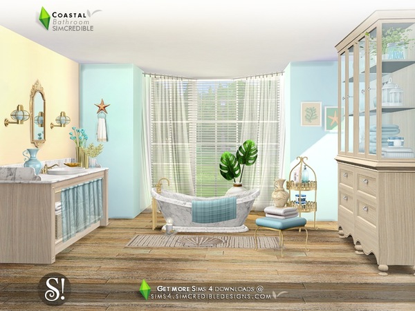 Sims 4 Coastal Bathroom by SIMcredible at TSR