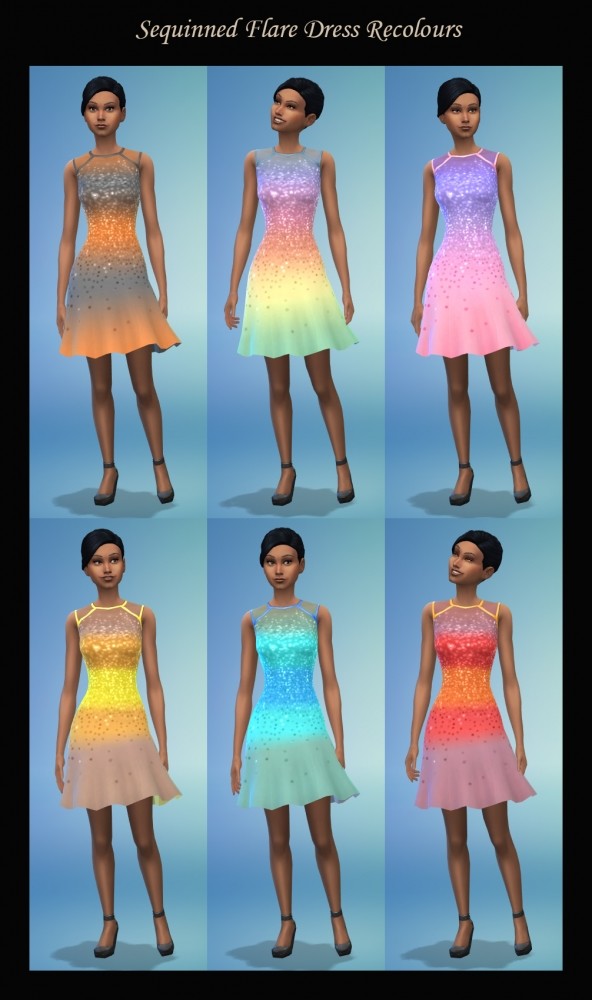 Sims 4 Sequinned Flare Dress Recolours by Simmiller at Mod The Sims