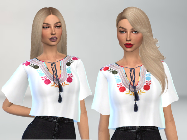 Sims 4 Embroidered Top by Puresim at TSR
