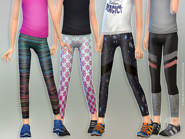 Sims 4 Athletic Leggings for Girls by lillka at TSR