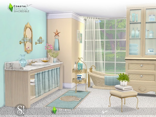 Sims 4 Coastal Bathroom by SIMcredible at TSR