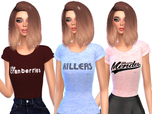 Sims 4 Band Tee Shirts Pack Five by Wicked Kittie at TSR