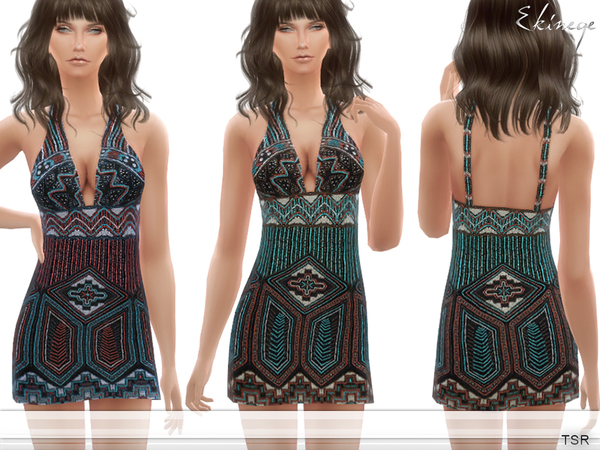 Sims 4 Beaded Mini Dress by ekinege at TSR