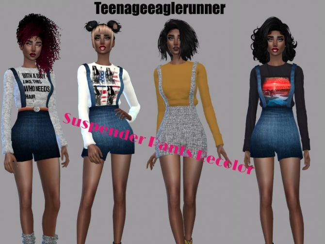 Suspender Pants Recolor at Teenageeaglerunner » Sims 4 Updates