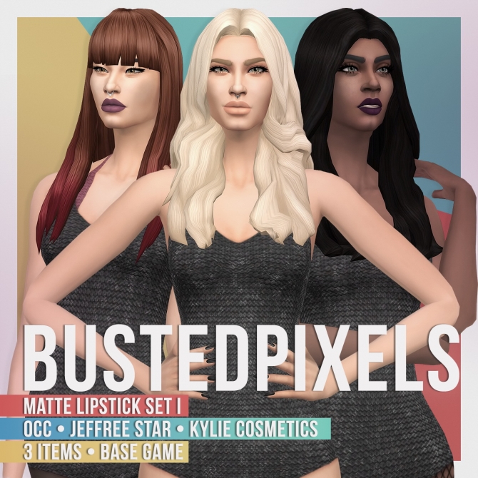 Matte Lipstick Set I at Busted Pixels » Sims 4 Updates