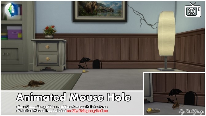 Sims 4 Animated Mousehole by Bakie at Mod The Sims