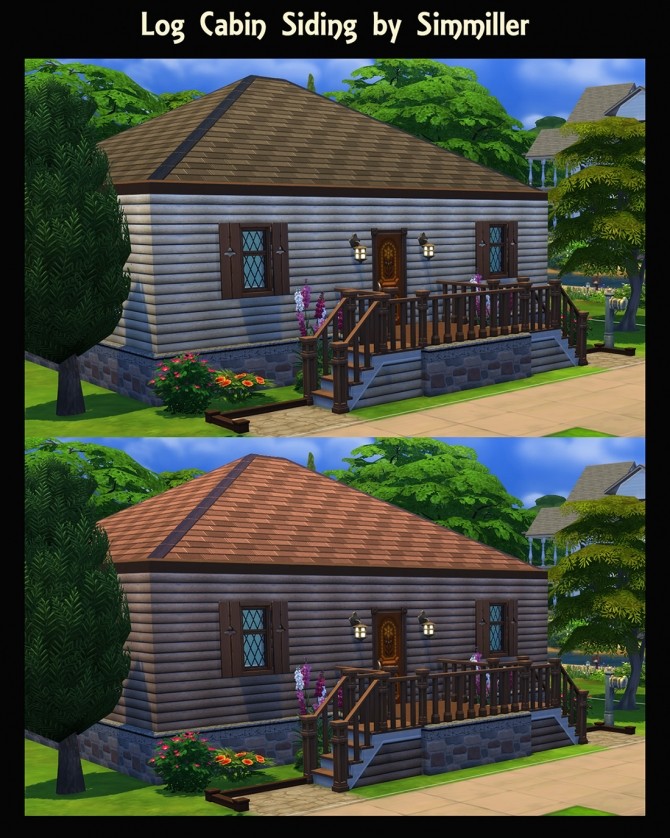 Sims 4 Log Cabin Siding 7 Colours by Simmiller at Mod The Sims