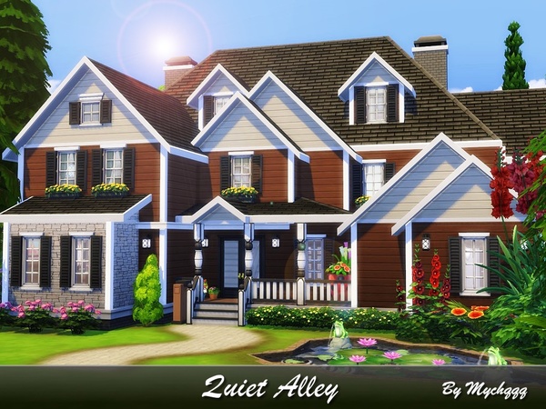 Sims 4 Quiet Alley traditional american suburban house by MychQQ at TSR