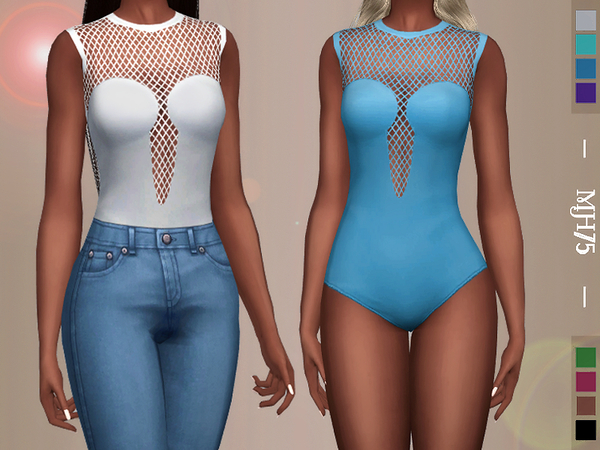 Sims 4 Sporty Mesh Bodysuit Top by Margeh 75 at TSR
