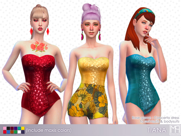 Sims 4 ManueaPinny Tiana swimsuits and bodysuits by nueajaa at TSR