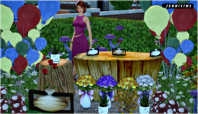Sims 4 Set Vol 75 Decoratives Mushrooms, Balloons, Plants and Tables 9 Items at Jenni Sims