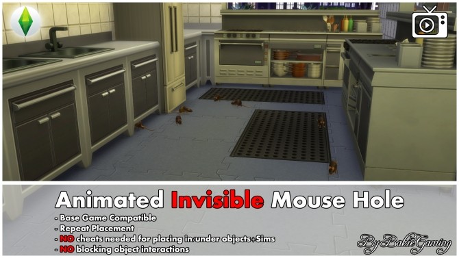 Sims 4 Animated Invisible Mousehole by Bakie at Mod The Sims