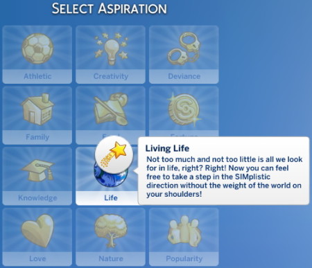 Living Life Custom Aspiration by FireFerret at Mod The Sims