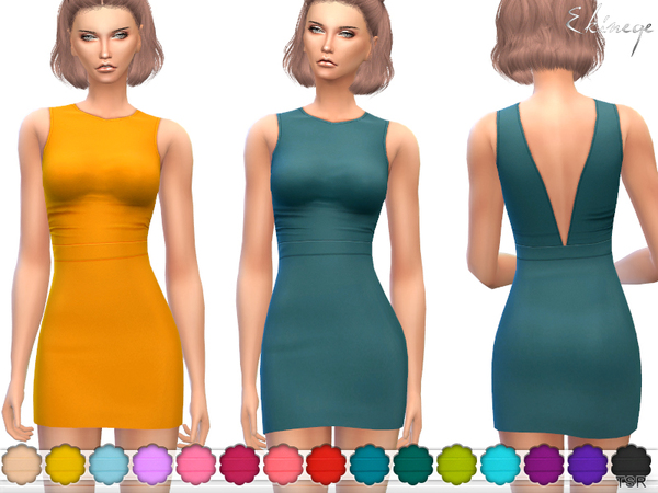 Sims 4 V Back Mini Dress by ekinege at TSR