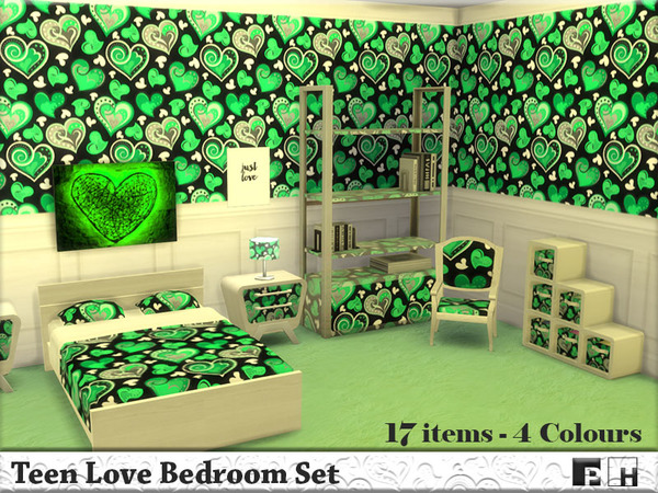 Sims 4 Teen Bedroom Set by Pinkfizzzzz at TSR