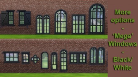 Mega window series recoloured black/white by simsessa at Mod The Sims