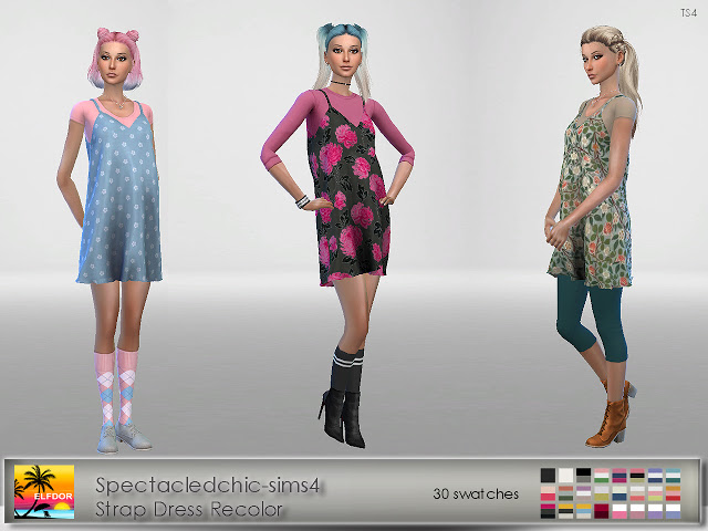 Sims 4 Spectacledchic sims4 Strap Dress Recolor at Elfdor Sims
