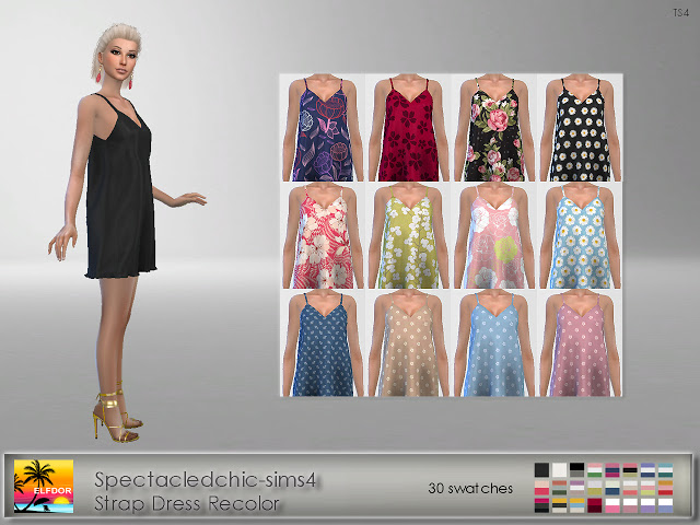 Sims 4 Spectacledchic sims4 Strap Dress Recolor at Elfdor Sims