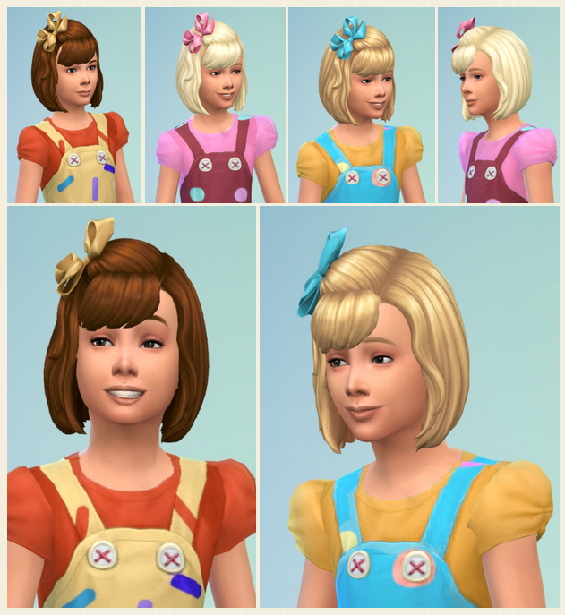 Sims 4 Girl’s BowHair with Bangs at Birksches Sims Blog