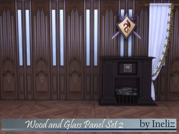 Sims 4 Wood and Glass Panel Set 2 by Ineliz at TSR
