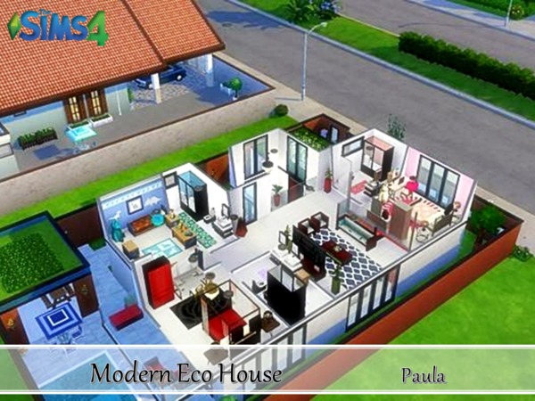 Sims 4 Modern Eco House by PaulaBATS at TSR